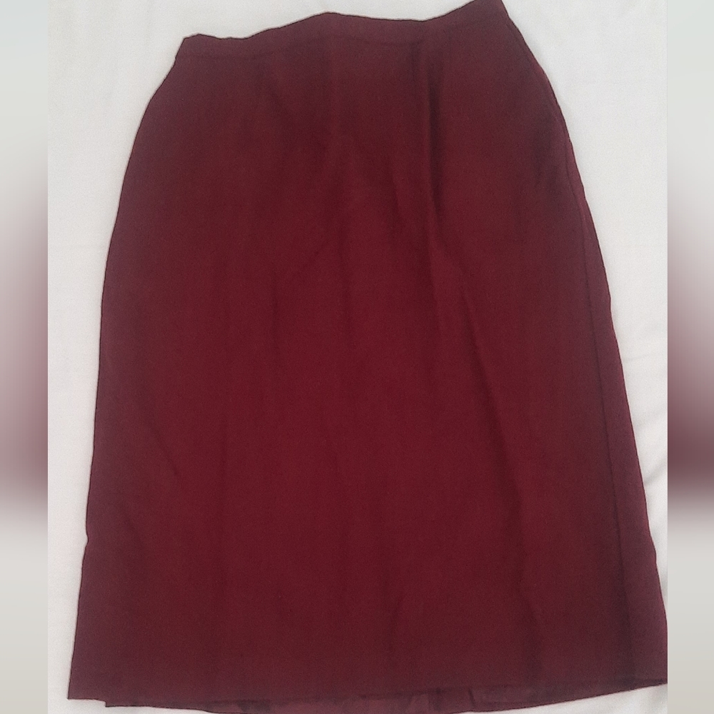Vintage Koret Burgundy Merino Wool Skirt With Pockets Size 12